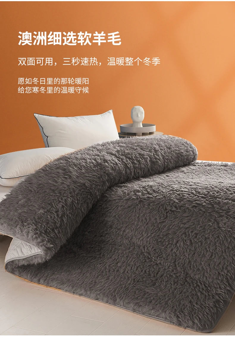 Wool Mattress Topper, Thick Warm Bed Pad