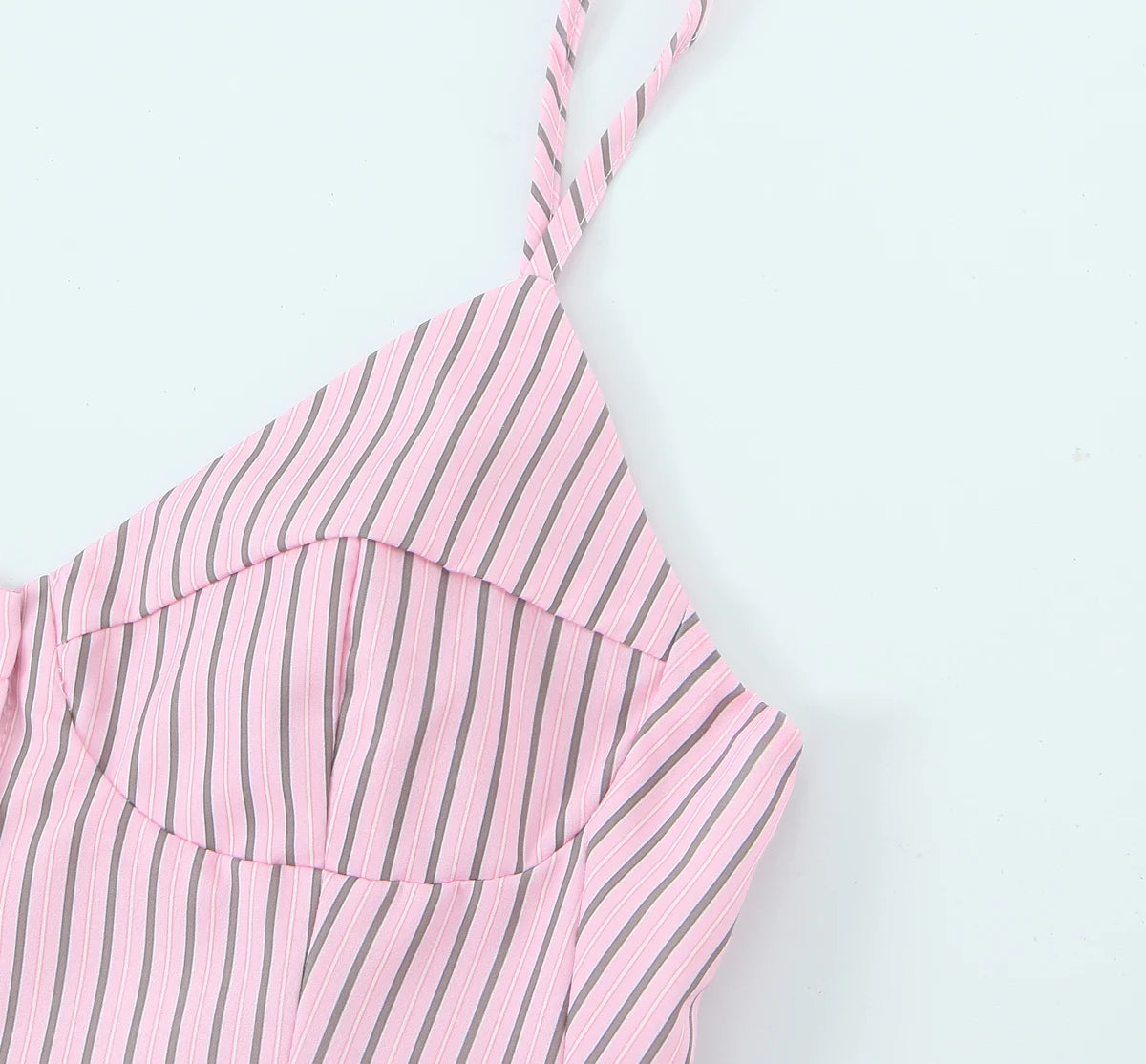 DUOPERI Women 2026 New Fashion Poplin Striped Backless Camisole Thin Straps V-Neck Female Chic Lady Casual Mujer Tops