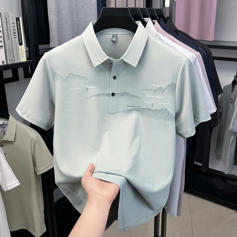 Men's Textured Mesh Polo - Cool-Touch Lapel, Two-Button Placket