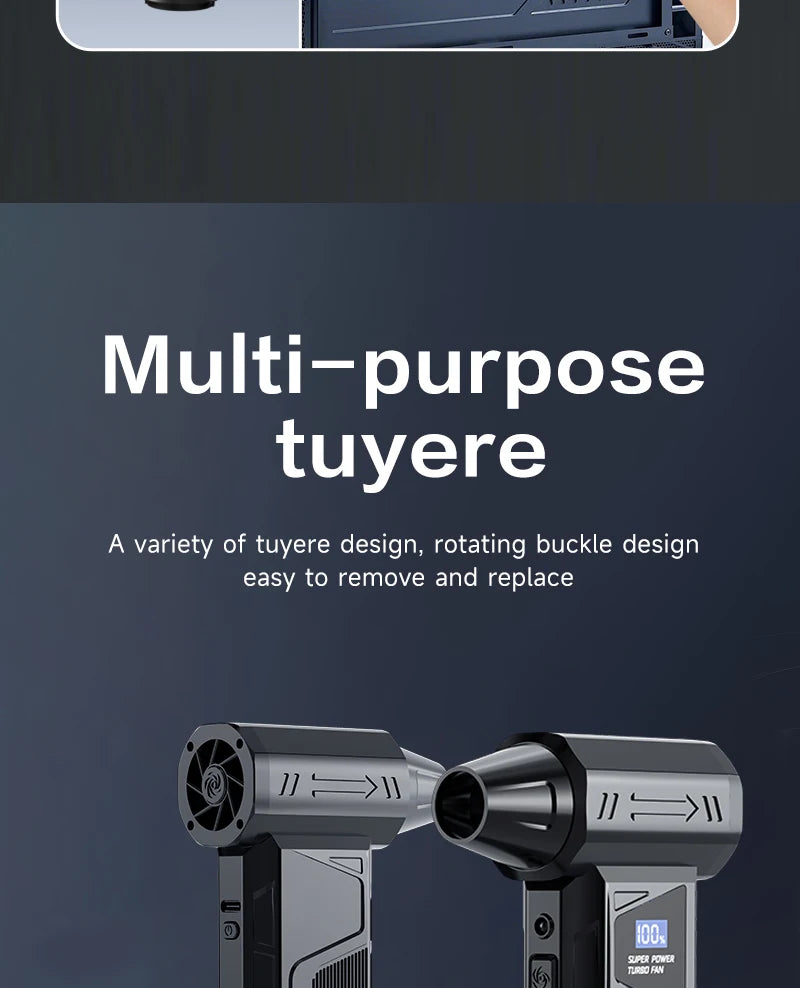 990000RPM Electric Air Blower Powerful Turbo Fan Multi-Purpose Rechargeable Blower Brushless Motor Car/PC/Home/Outdoor Tool