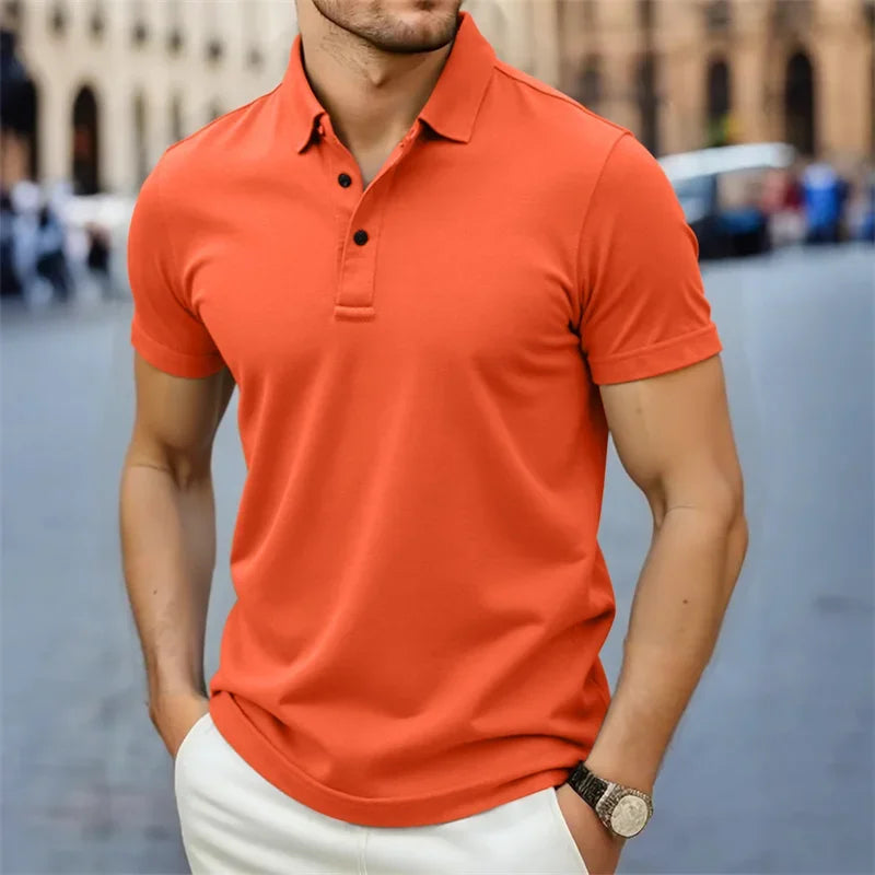 Men's Collared Polo Shirt — Breathable Summer Short Sleeve Top
