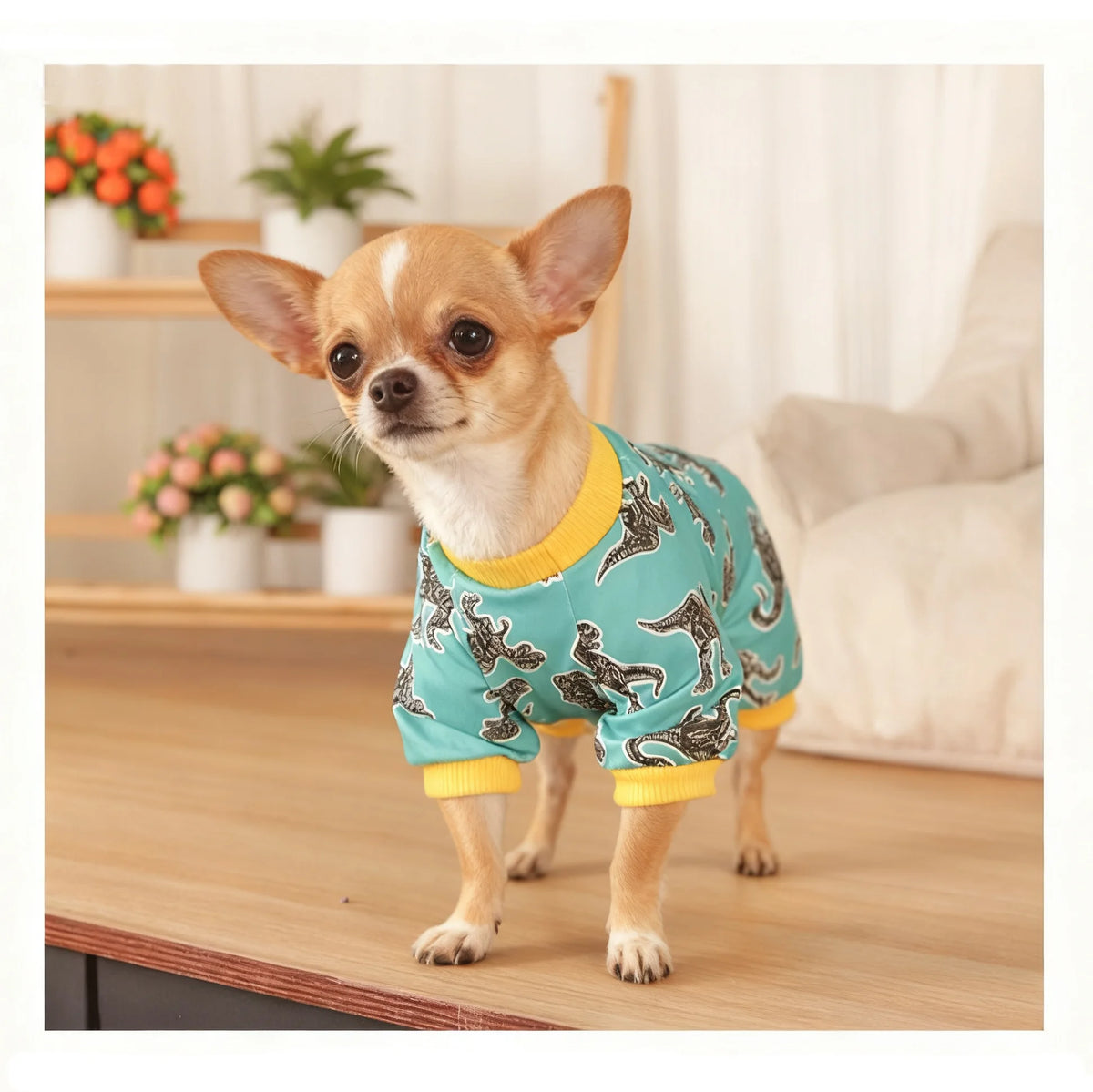 Dinosaur Dog Pajamas - Onesie with Sleeves for Small Dogs – photo 2