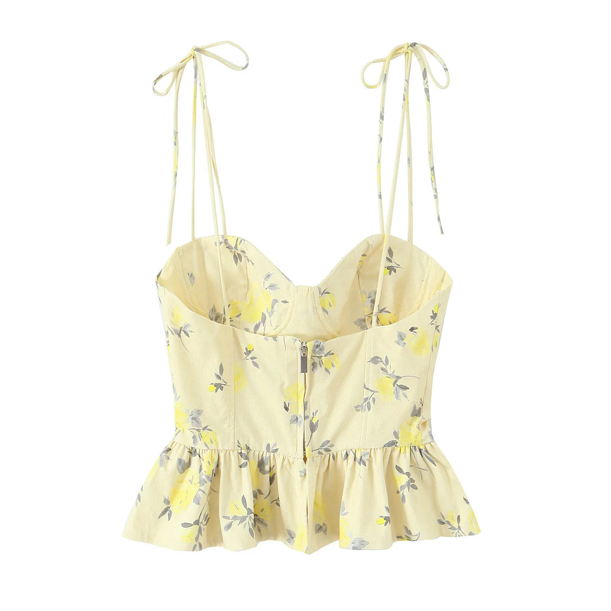 Chic Elegant Corset Top Backless Short Cami Tops New 2026 Summer Fashion Floral Printed Sexy Party Night Tops