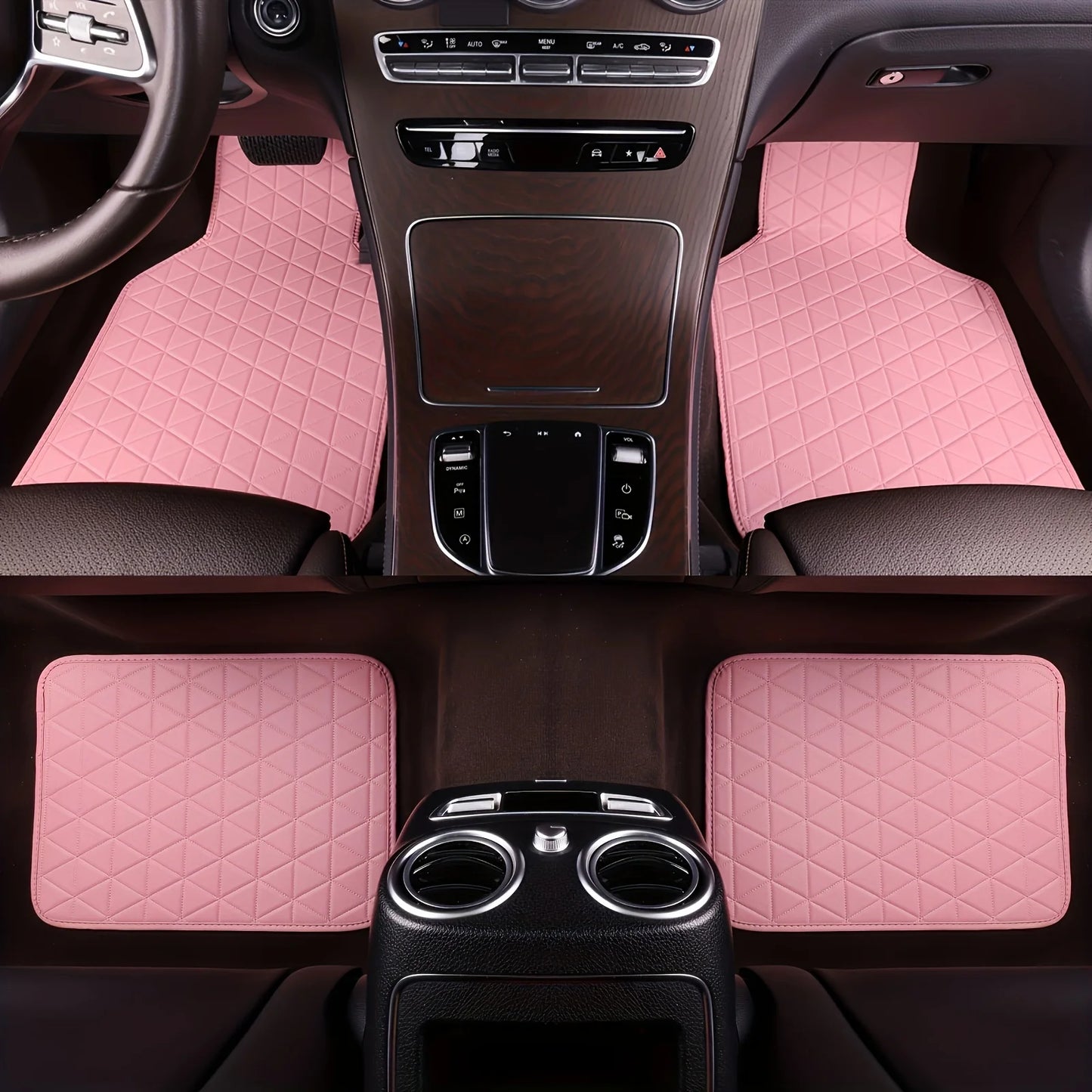 4-piece waterproof PU leather car floor mat - durable and fashionable, all-weather protection, easy to clean, enhances interior