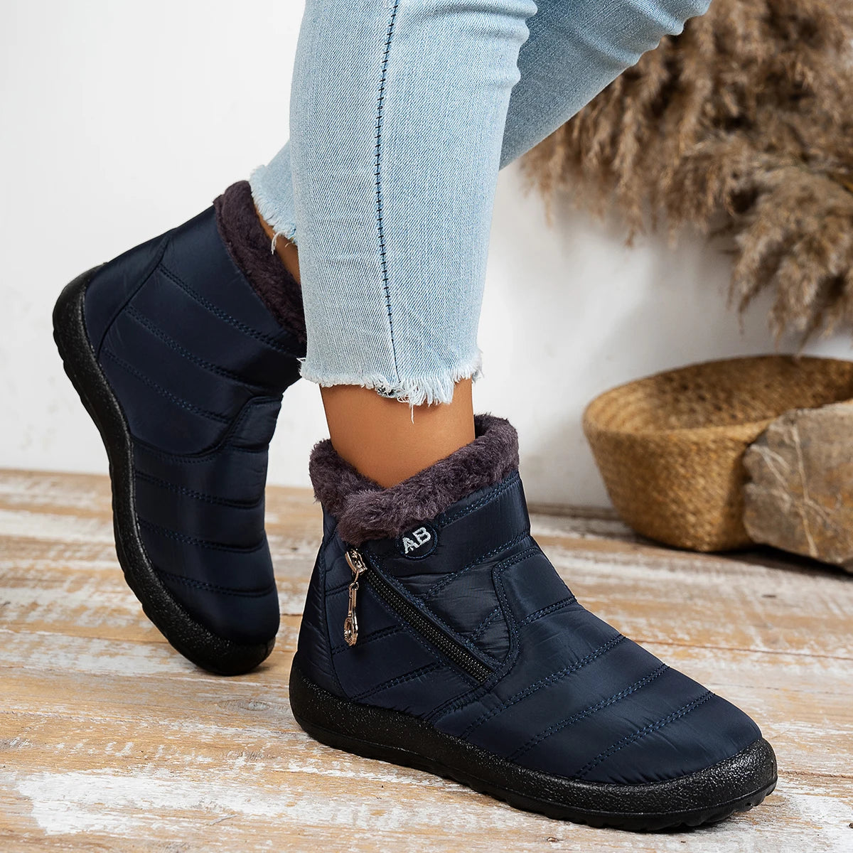 Women's Brown Ankle Snow Boots - Comfortable Outdoor Winter Shoes - photo 3