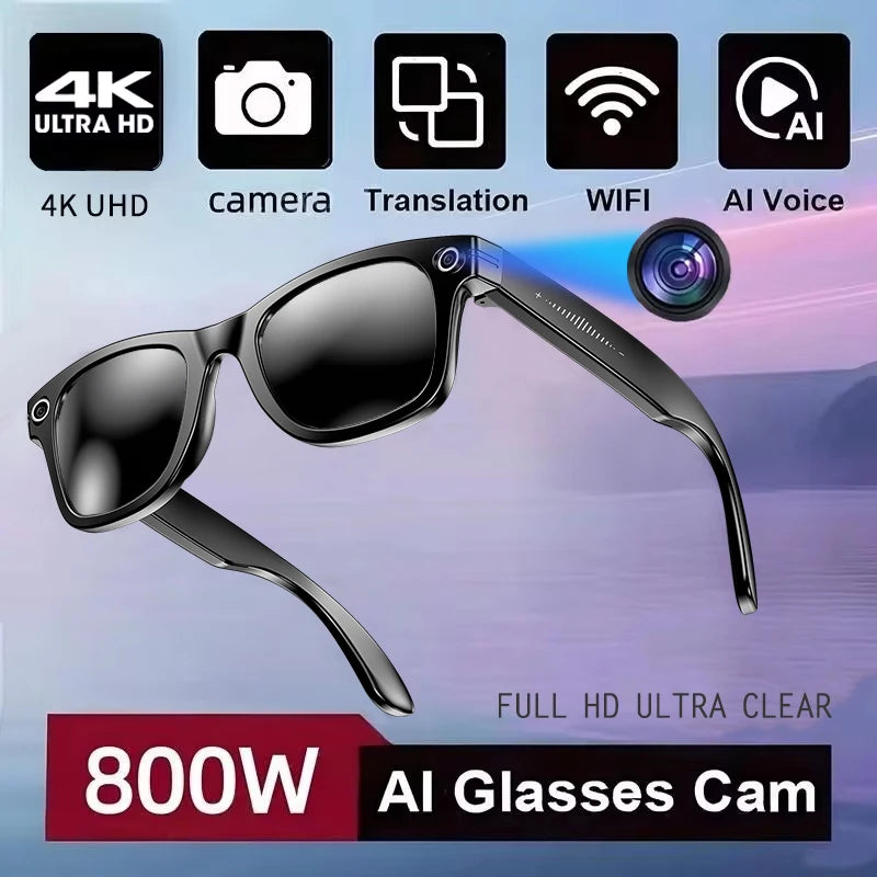 Smart Camera Glasses with Color-Changing Lenses & HD Video