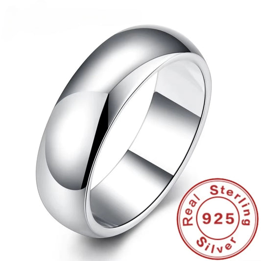 925 Sterling Silver Smooth Round Ring for Women - Sizes 5-11