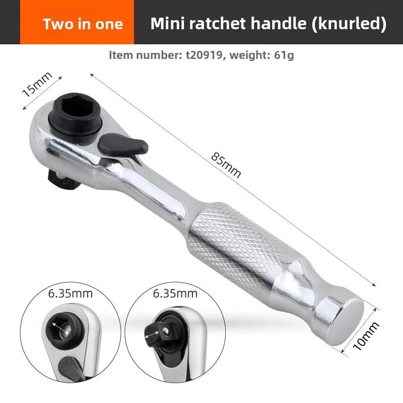 1/4 Ratchet Double Head Fast Ratchet Wrench Double-Ended Mini Socket Wrench Set Bicycle Workshop Tool Hand Tools