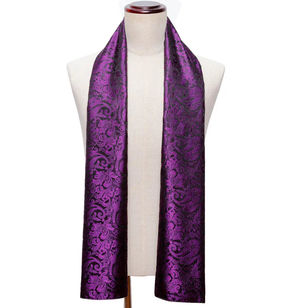 Men's Purple Paisley Long Scarf - 160cm Winter Wrap - photo 12