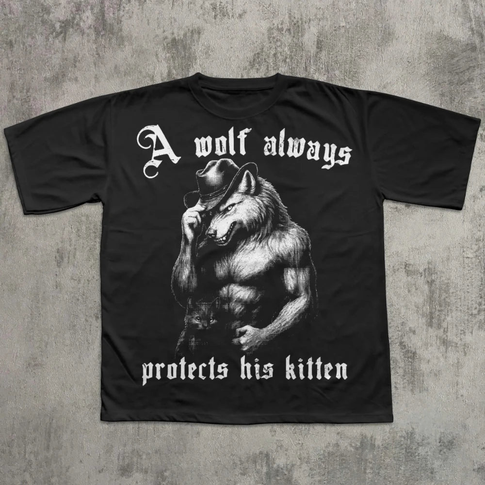 The Wolf Always Protects Its Kitten – Funny Meme Alpha Werewolf Unisex T-Shirt