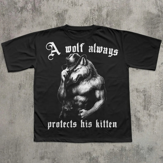 The Wolf Always Protects Its Kitten – Funny Meme Alpha Werewolf Unisex T-Shirt