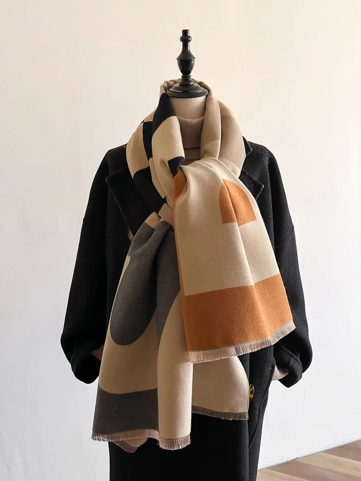 Women's Double-Sided Cashmere-Feel Scarf - Reversible Winter Shawl - photo 2
