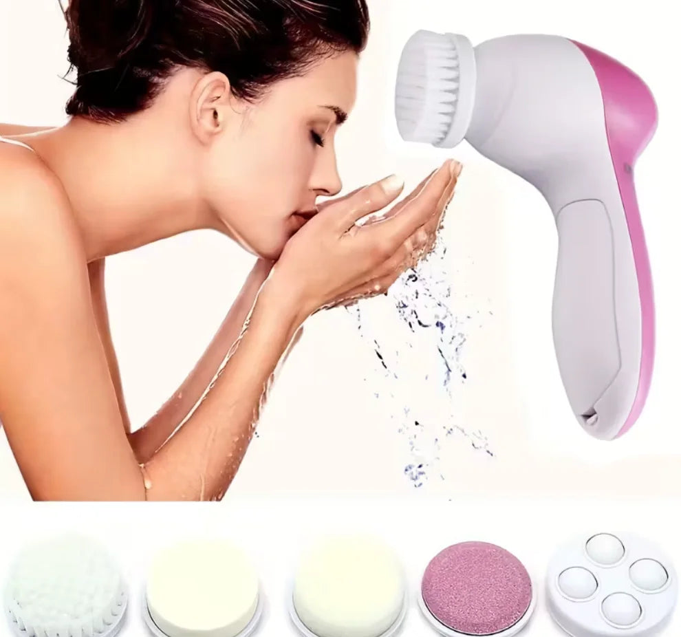 5-in-1 Facial Cleanser, Household Face Washing Device, Beauty Instrument, Pore Cleaner, Electric Facial Cleansing Brush, Gift Se