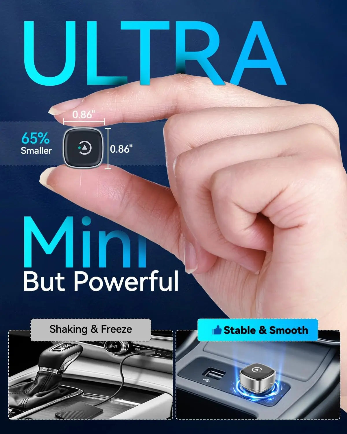 2026 Ultra Mini Wireless Carplay Adapter for Android Auto USB for Factory Wired Car Play Dongle Plug & Play for IOS , Android