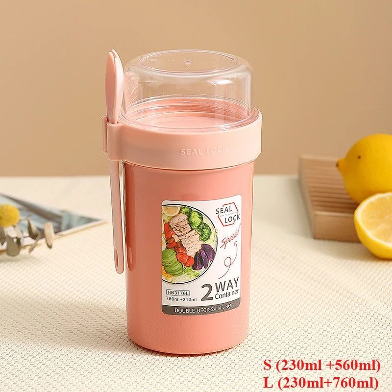 Salad & Breakfast To-Go Cup - Double Layer Yogurt Cereal Container - photo 8