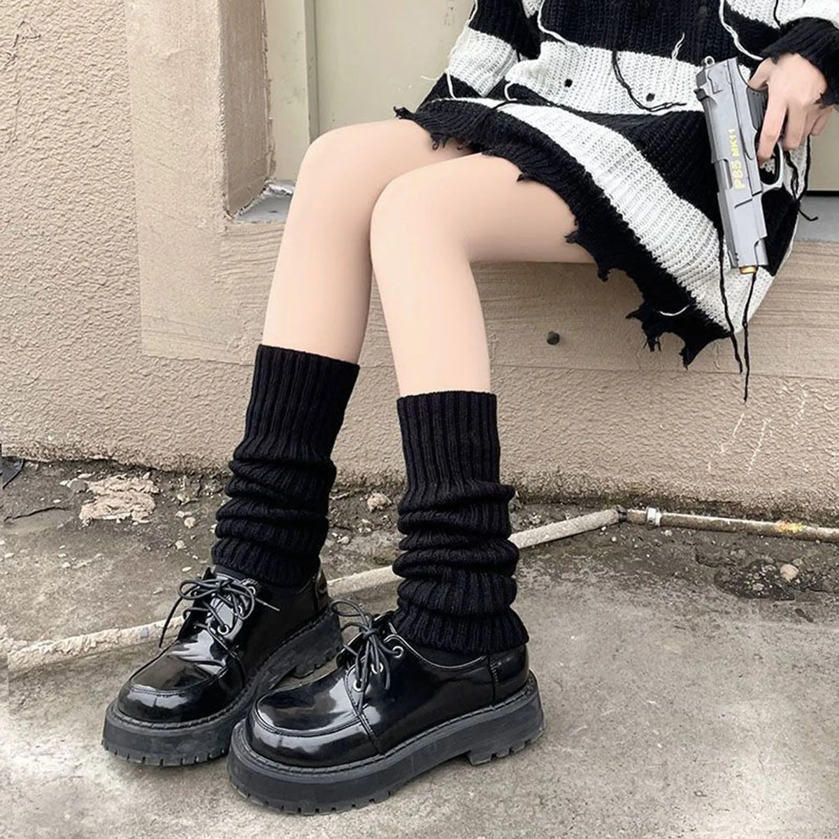 Women's Fluffy Knit Leg Warmers and Arm Warmers