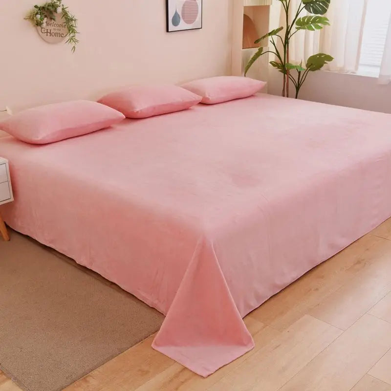 Winter Warm Thick Plush Velvet Flat Sheet Solid Color Large Size Soft Flannel Bed Sheet 350x245cm Not Including Pillowcase