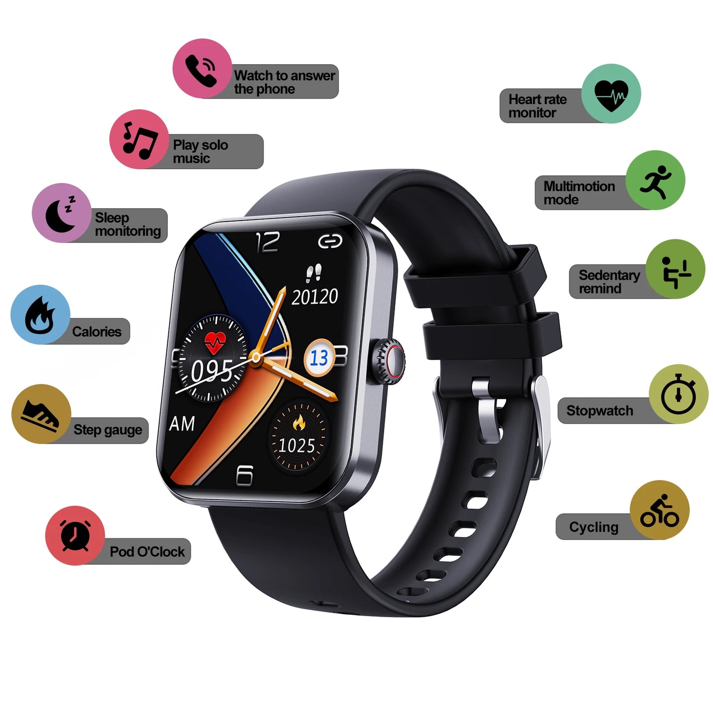 1.91" Fitness Smart Watch — Activity & Wellness Tracking, Waterproof