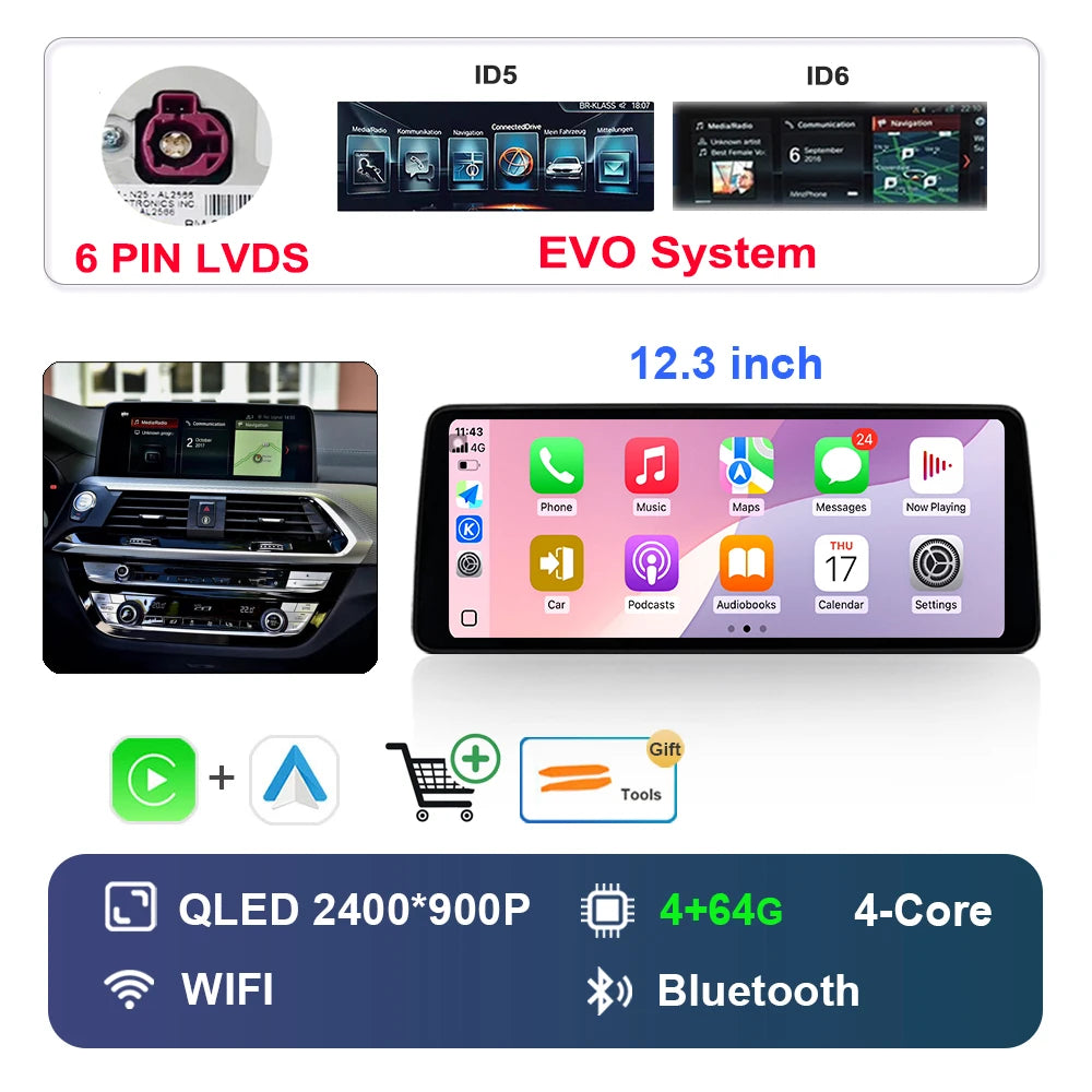Car Stereo with Apple CarPlay & Android Auto, Compatible with BMW X3 G01 & X4 G02 (EVO System)