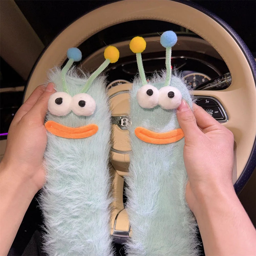 Women's Fuzzy Monster Sleep Socks, Coral Fleece