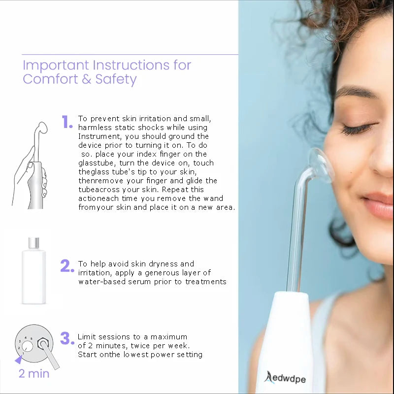 Portable high frequency device high Frequency Wand withFusion Neon-Argon Applicators Anti-AgingAnti-Acne guasha Hair Care