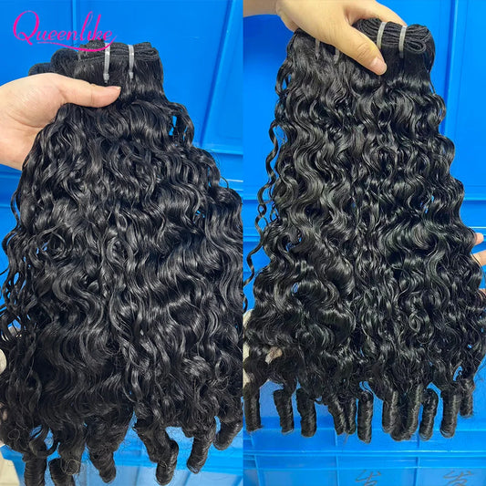Queenlike Burmese Curly Raw Human Hair Bundles 15A Double Drawn 1/3/4 Bundles Pixie Curly Bundles Human Hair Ocean Spiral Curly