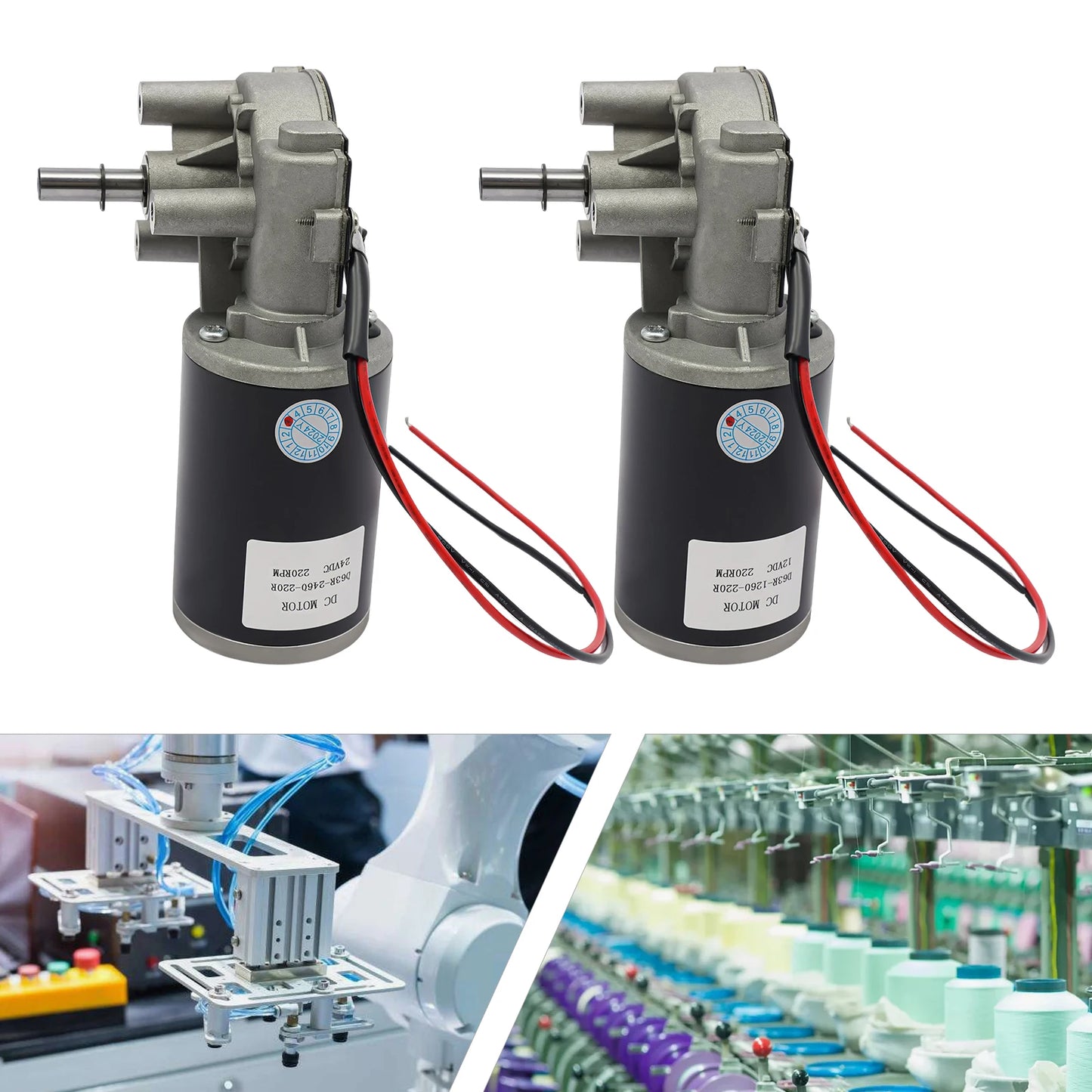 60W 12V/24V DC Geared Motor Electric Gear Motor Powerful Gear-Motor for Industrial Packaging, Printing, Textile