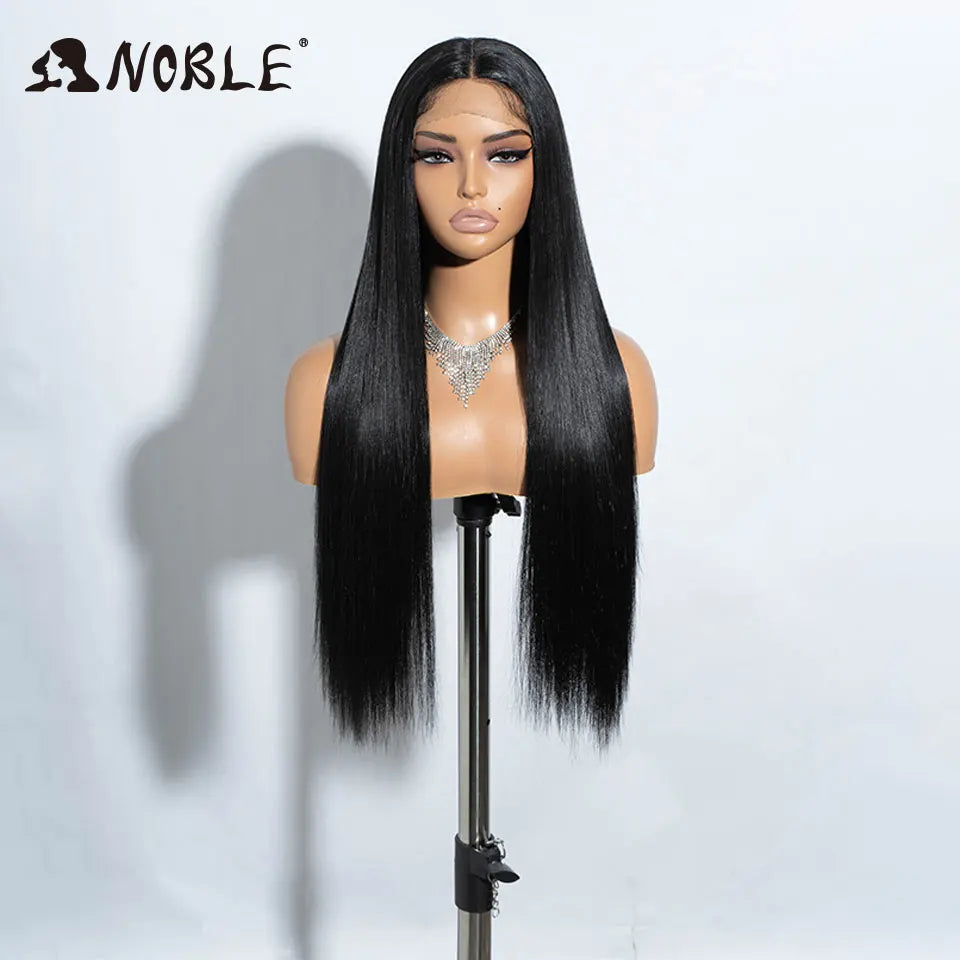 Noble Cosplay Long Straight Synthetic Lace Front Wigs For Women 30 Inch Middle Part Synthetic Lace Wig High Temperature Fiber