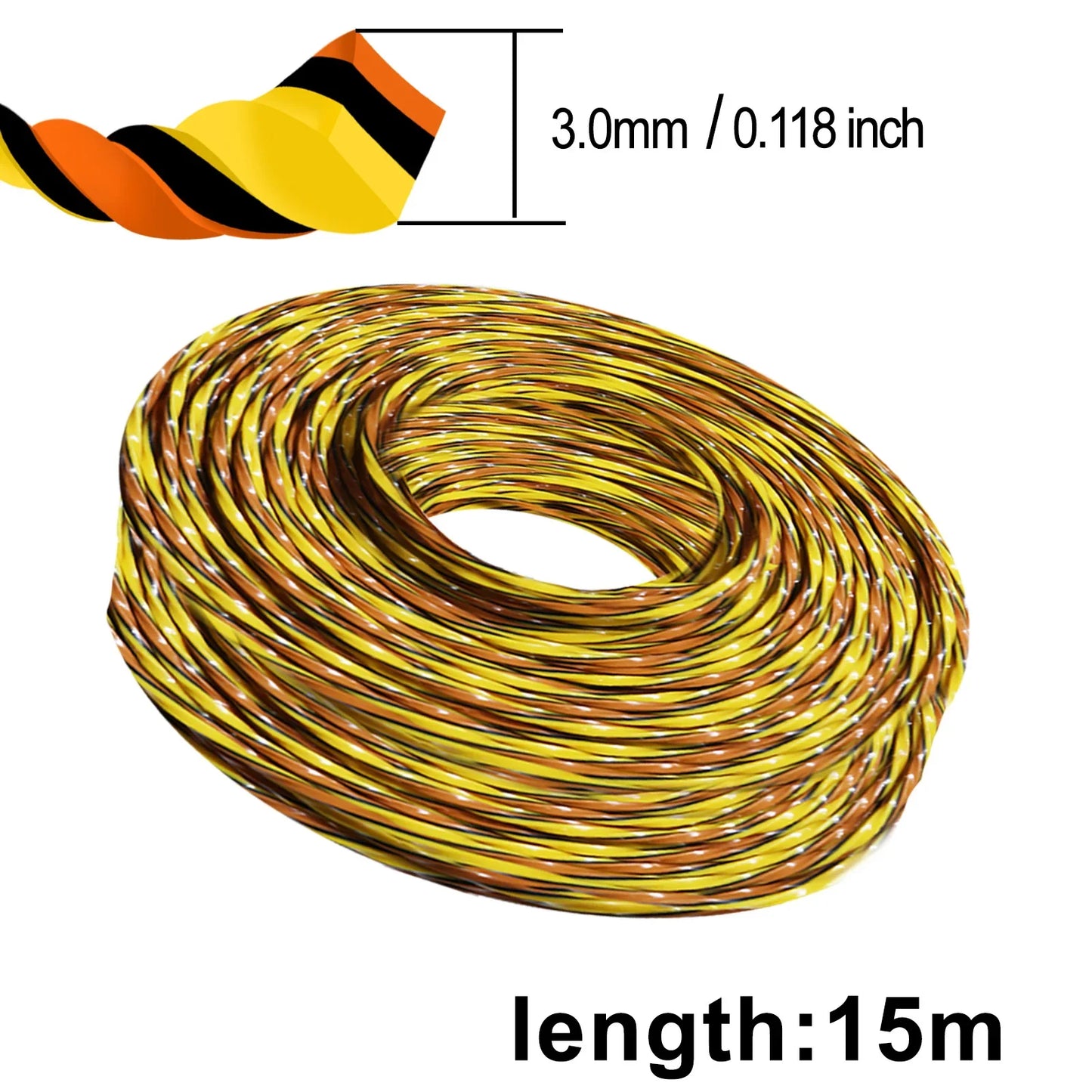 1.6~3.0mm*15m Upgrade Tricolor Spiral Trimmer Line Weed String Trimmer Line Brush Cutter Thread Trimmer