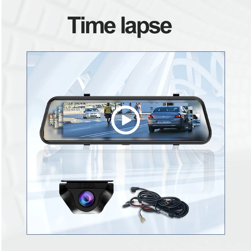 10 Inch 4K Mirror Dash Cam Suppost Wireless Carplay & Android Auto WIFI GPS Navigation Dual Lens Video Recorder Car Dvr