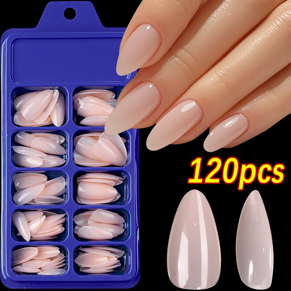 120Pcs Christmas Red Press On Nails Mid-length Almond Fake Nails Full Cover Detachable False Nail Tips For Women Halloween Wear