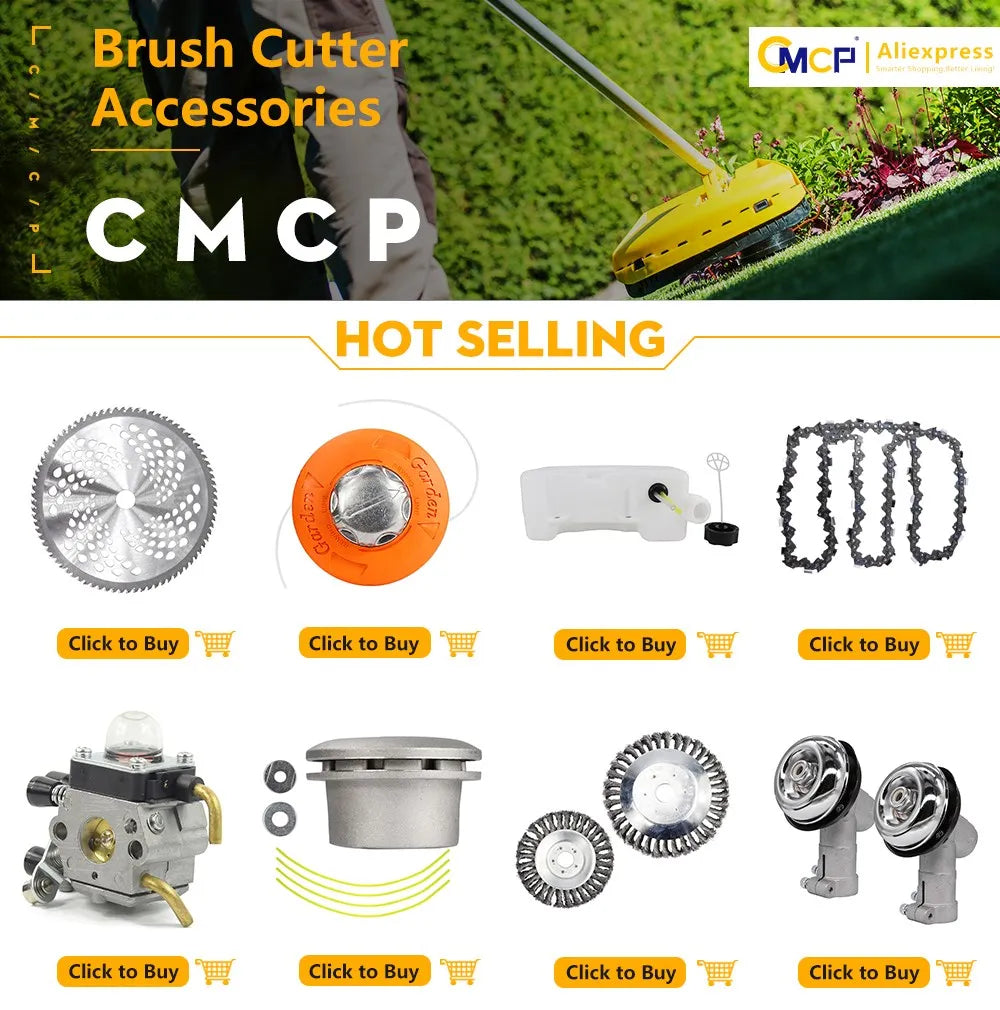 CMCP M10 Aluminum Nylon Brush Mower Bump Spool Grass Trimmer 2 Lines Cutter Head Thread Line String Saw Gasoline Brush Cutter