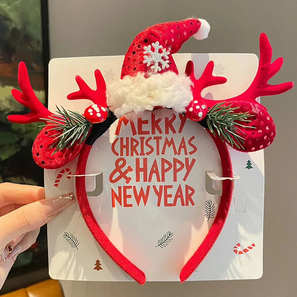 Christmas Decoration Hairband Cute Antler Santa Claus Snowflakes Christmas Eve Headwear Fashion New Year Party Hair Accessories