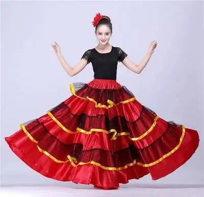 Women's satin big swing flamenco dress