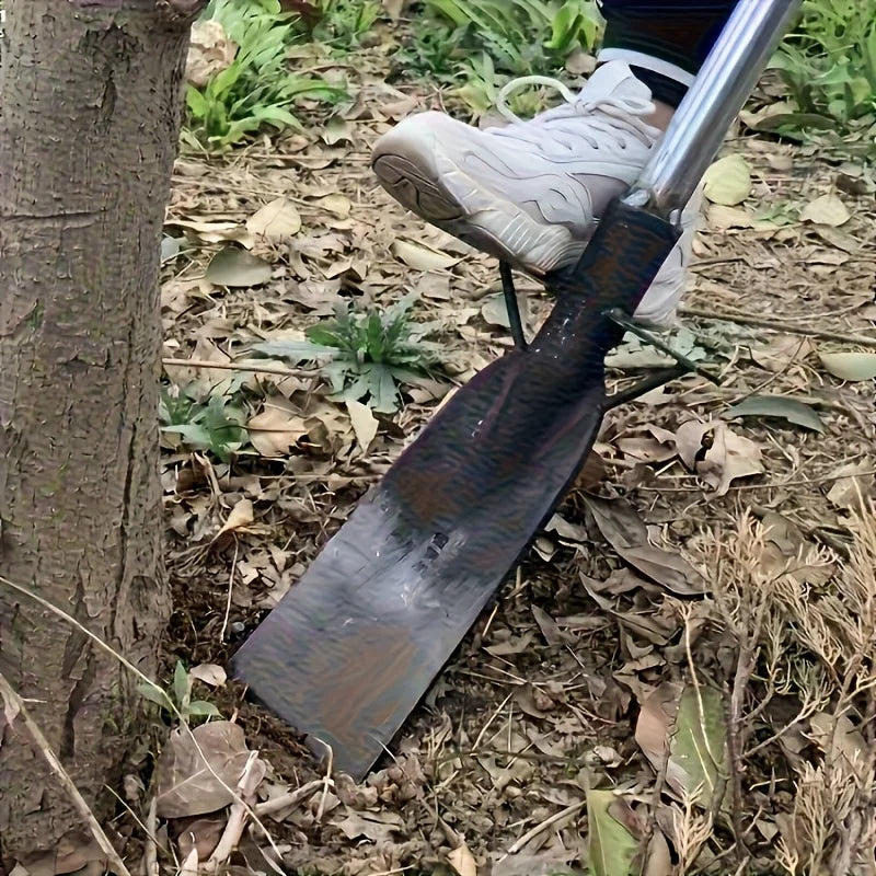 Heavy-Duty Manganese Steel Garden Spade - Reinforced Blade, Hardened Edge, Solid Wood Handle. No Electricity Needed.