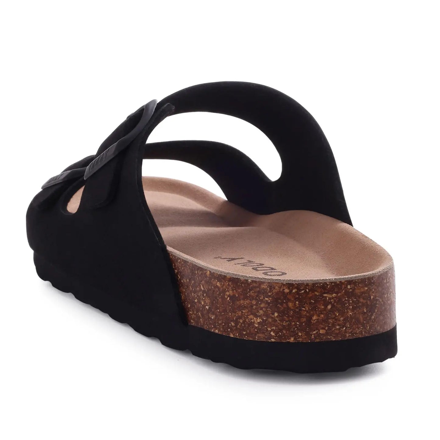 Crestar Women Cork Footbed Slippers Summer Couple Adjustable Double Buckles Flat Sandals Outdoor Cork Beach Slides With Open Toe