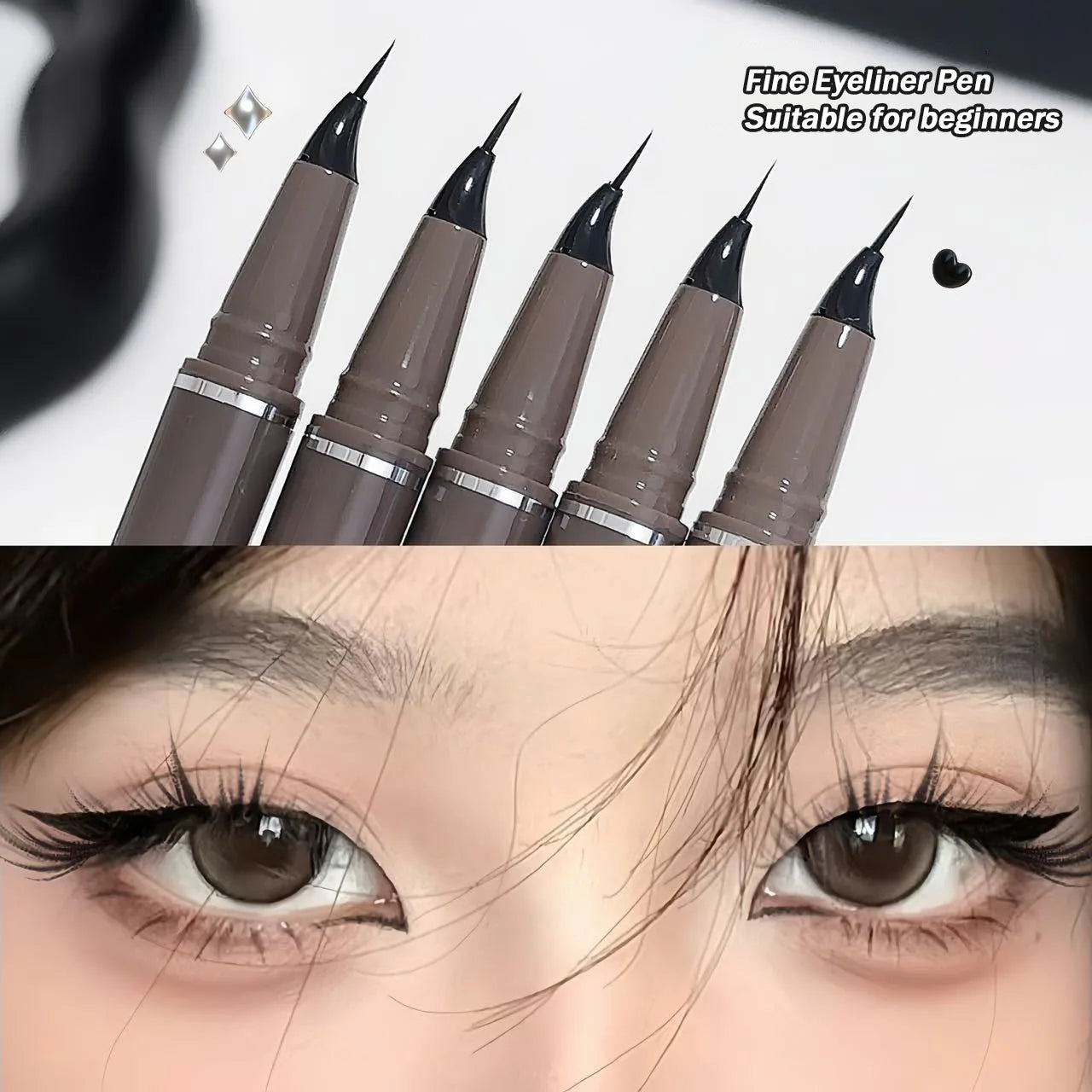 Curved Eyeliner Pen Quick Dry Liquid Eye Liner Easy To Draw Ultra-fine Lying Silkworm Pencil Black Brown Lower Eyelash Makeup