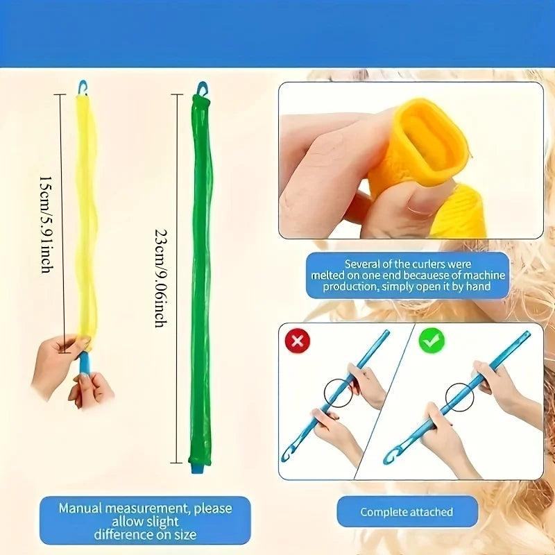 Heatless Hair Roller Spiral Hair Curlers Magic Curls Hair Rollers with Hooks No Heat Hair Curlers DIY Curly Hair Styling Kit