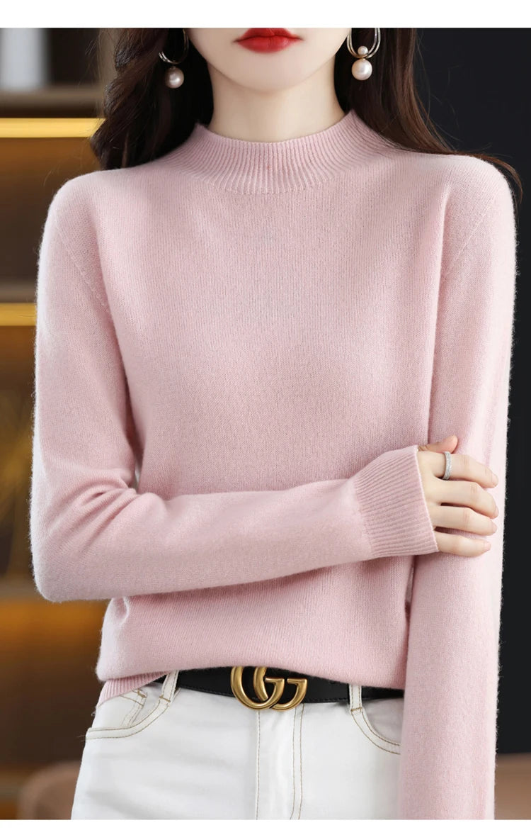 Women's Merino Wool Mock Neck Sweater