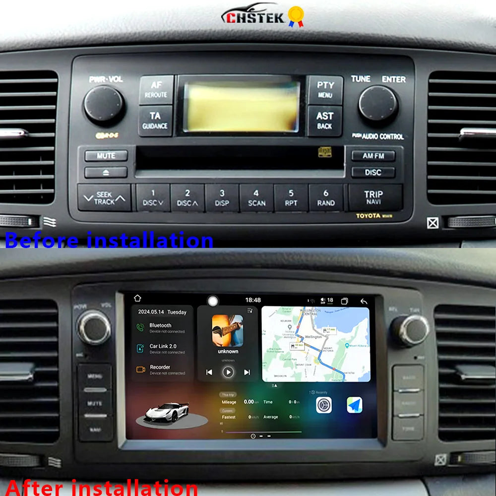 CHSTEK Android 14 Auto Car Radio For Toyota Corolla E120 2000-2006 BYD F3 Wireless Carplay Multimedia WIFI 4G Navigation FM BT