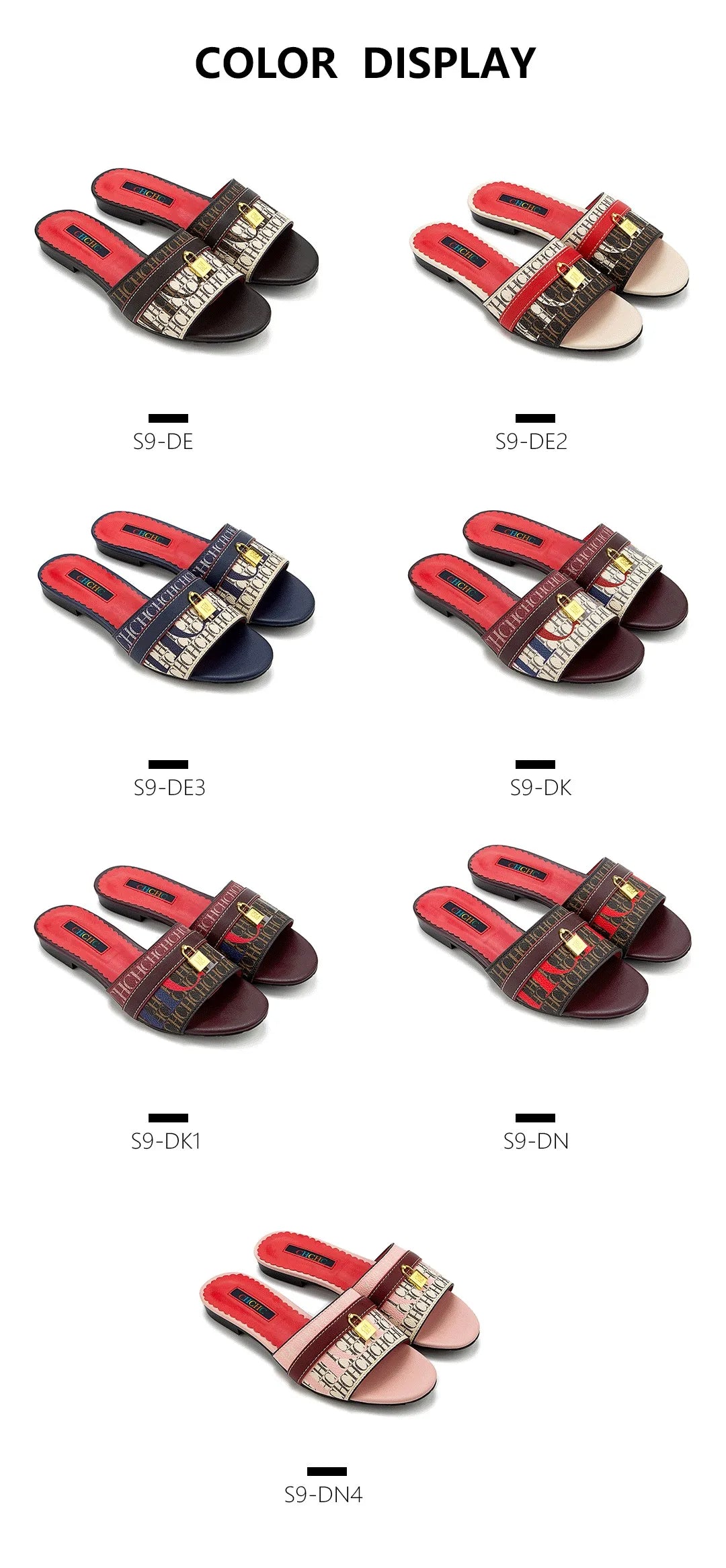 CH High Quality Metal Lock Monogram Print Women's Low Heeled Slippers Delicate and Versatile Women's Fashion Slippers
