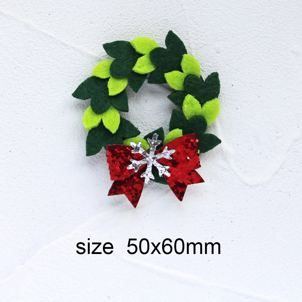 10pcs Glitter Padded Applique Reindeer with Red Nose  for DIY Christmas Hair Clips Bow Accessories Felts Supply Party Decor