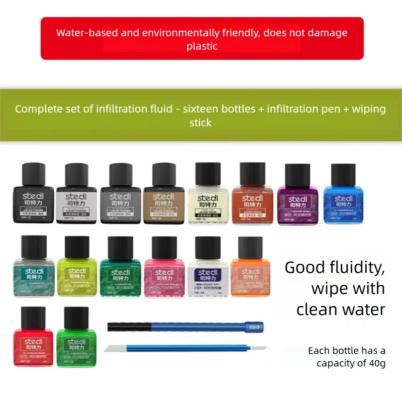 40g Stedi Panel Line Water-based Fluorescent Paint for Model Building Fluorescent Ink Panel Line Accent Color Hobby DIY Supply