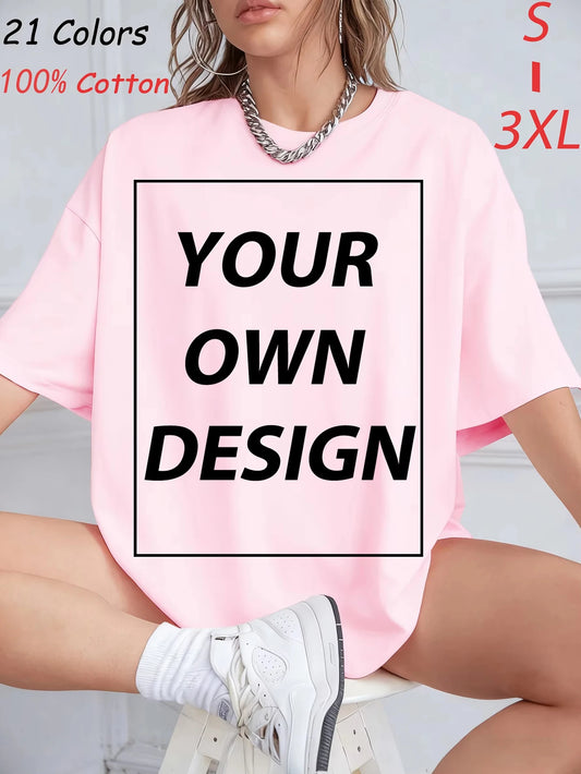 Personalized Custom Print Summer Y2K Team T-Shirt Cotton Casual Loose Short Sleeve Basics Fashion Tee Work Breathable Streetwear