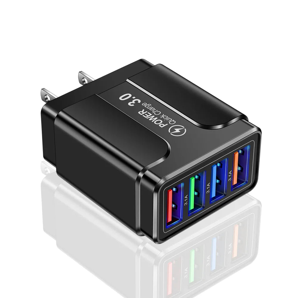 4-Port Quick Charge 3.0 Wall Charger for Mobile Devices