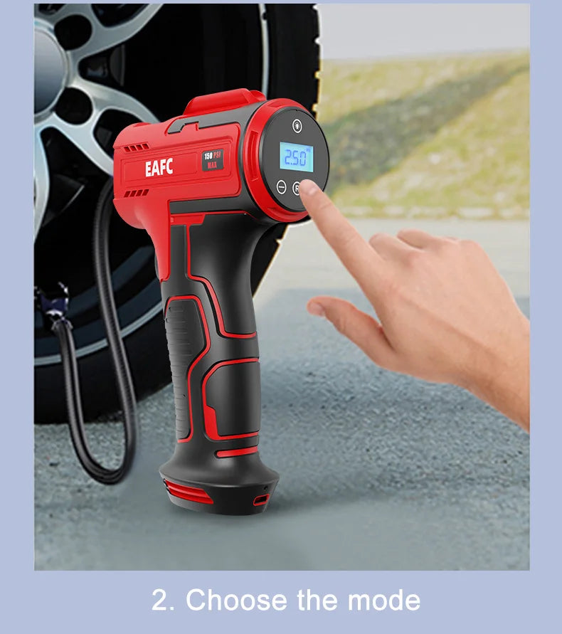 EAFC 4000mAh Car Air Compressor Electric Wireless 150PSI Tire Inflator Pump for Motorcycle Bicycle Boat AUTO Tyre Balls Inflator