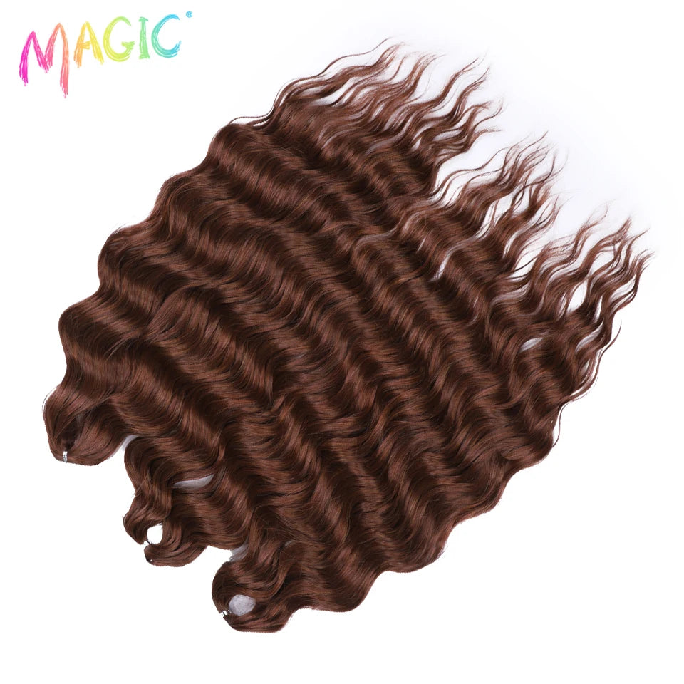 Anna Synthetic Hair 24 Inch Water Wave Braiding Hair Extensions Ombre Blonde Deep Wave Afro Curl Twist Crochet Hair for Women