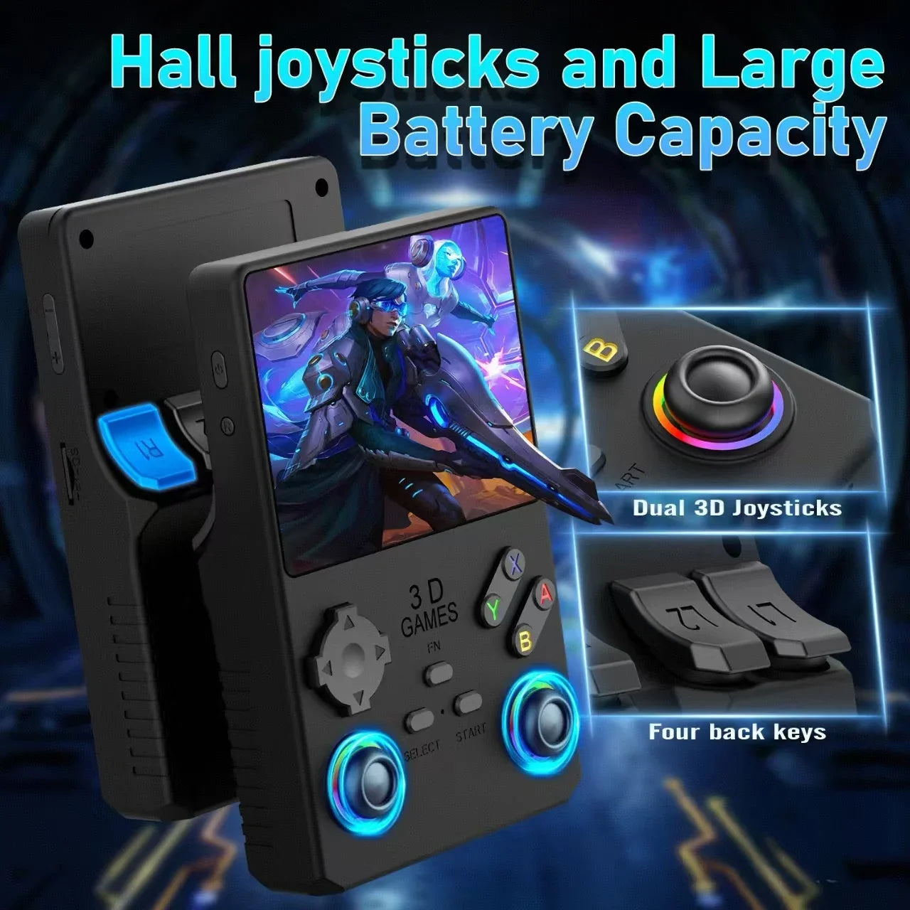 2026 V40MAX Handheld Game Console 4'' IPS Screen 4000mah Battery Joystick RGB lighting Effect 256GB with more than 40000 games