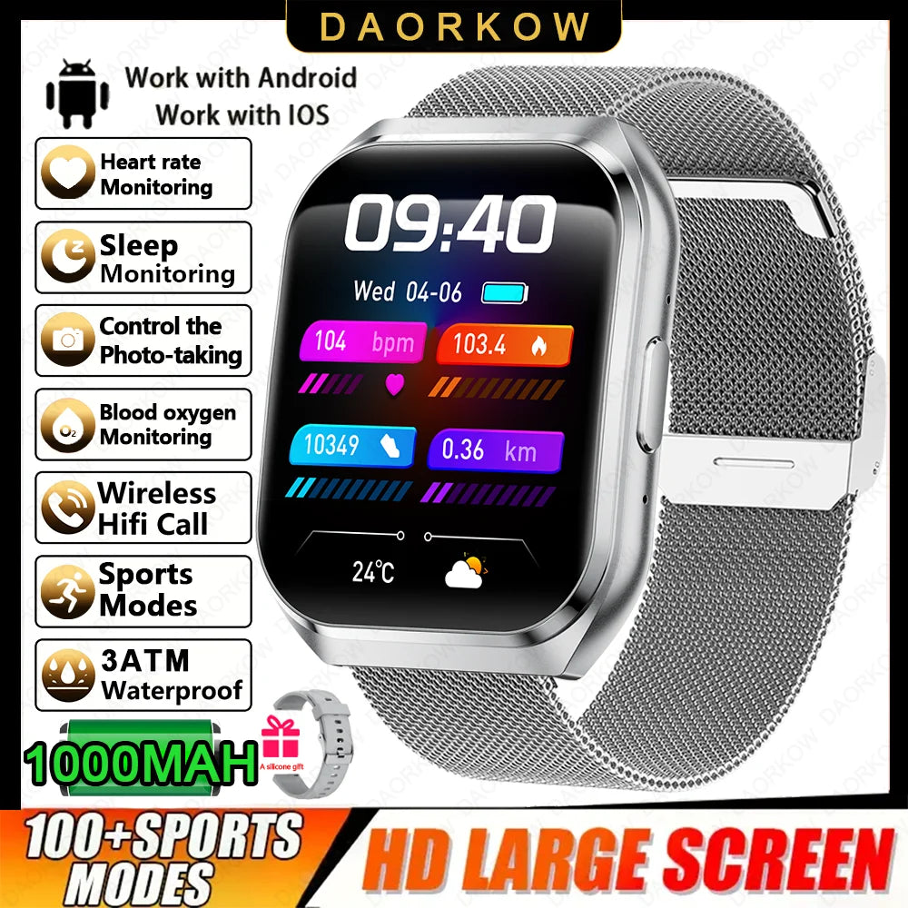 Men's Smart Watch — 1000mAh Long Standby, IP68, BT Calling