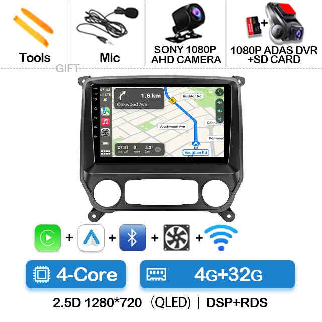 Car Radio Android 15 For Chevrolet Silverado GMC Sierra 2014 2015 2016 2017 2018 5G WIFI Viedo Player DSP Wireless RDS QLED IPS